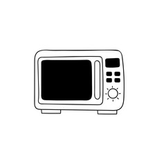 Vector doodle microwave. Cooking, kitchen utensils, home elements. hand illustration isolated on white background.