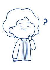 シニアの女性の表情　疑問　一色