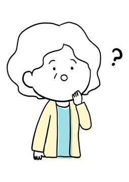 recommend clip art: シニアの女性の表情　疑問　版ズレ風