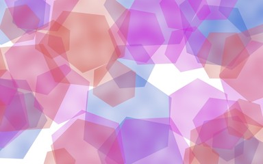 Multicolored translucent hexagons on white background. Red tones. 3D illustration