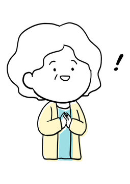 recommend clip art: シニアの女性の表情　解決　版ズレ風
