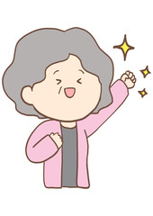 シニアの女性の表情　ガッツポーズ