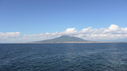View from the Sorrento coast towards Vesuvius, Italy