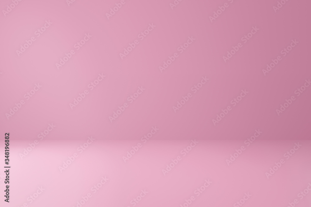 Poster Pink studio and blank space background with presentation backdrops. Gradient of light and pink room for product display. 3D rendering.