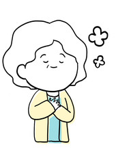 Obraz premium シニアの女性の表情 おだやか 版ズレ風