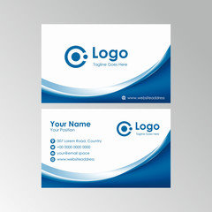 abstract curve blue white business card design, professional name card template vector