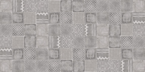 Gray retro tiles background, vintage pattern - 348197457