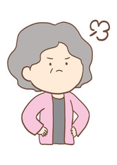 シニアの女性の表情　怒る