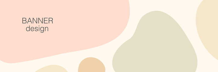 Beautiful feminine social media banner template with minimal abstract organic shapes composition in trendy contemporary collage style