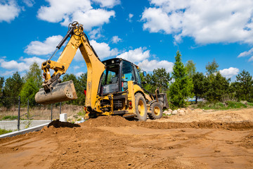 Excavator at work on construction site