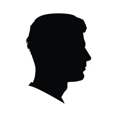 Young man head silhouette, vector