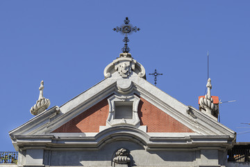 Fototapeta na wymiar 18th century San Jose baroque church at Calle de Alcala. Madrid, Spain.