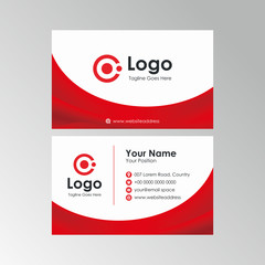 abstract red smooth curve business card design, professional name card template vector