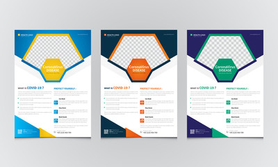 CoronaVirus Covid-19 Flyer Template Set, Medical Health Flyer Set