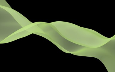 Abstract wave. Scarf. Bright ribbon on black background. Abstract smoke. Raster air background. 3D illustration