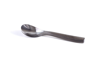 metal spoons on a white background. Spoons for eating.