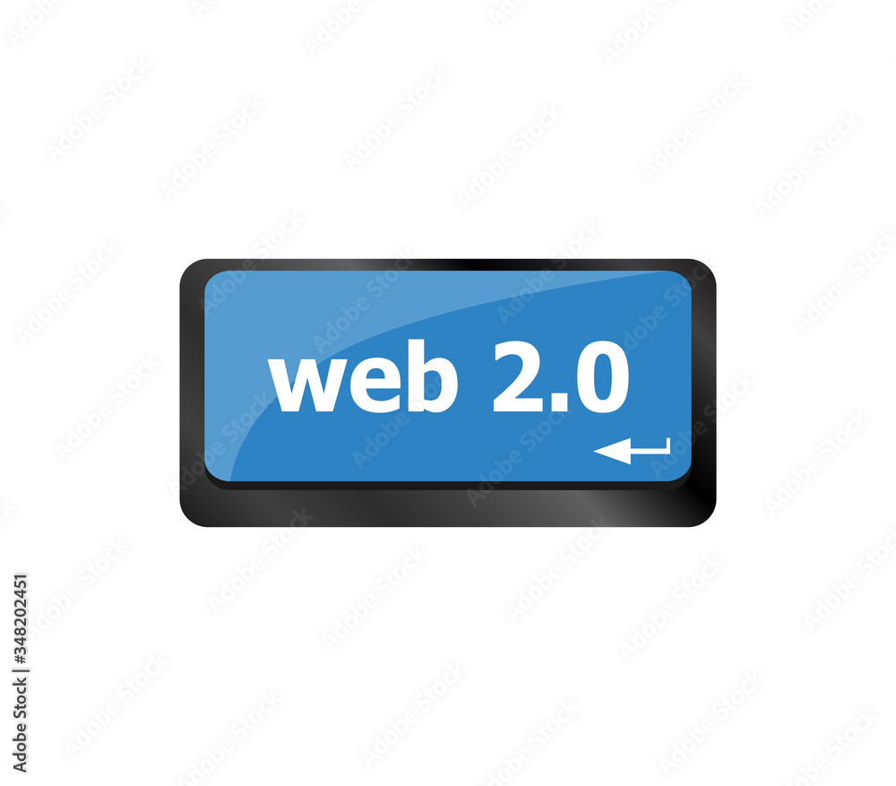 Poster web 2 0 rss or blog concept with internet computer key on keyboard