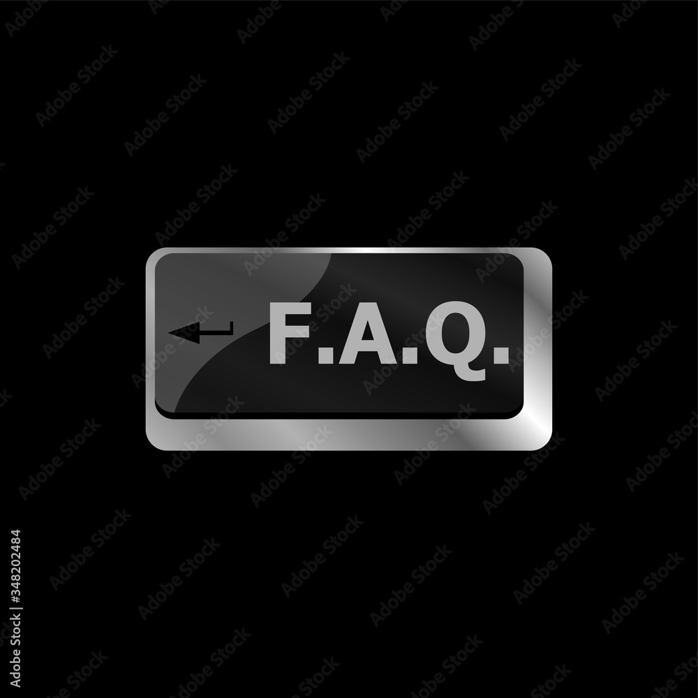 Poster computer keyboard with faq button - business concept