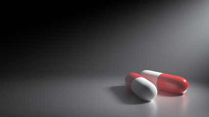 COVID 19 Coronavirus Cure drug concept in one tablet. Concept for antiviral drug for new corona virus. Medication pharmaceutical for Corona treatment. Close up concept for Covid Cure, epidemic, world 