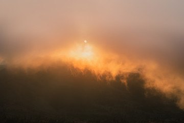 Colorful sunrise in the mountains.