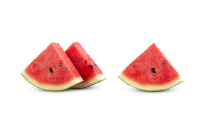 Sliced fresh watermelon isolated on white background. Object with clipping path