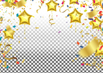 Colorful balloons Vector illustration of party background with confetti and space for your text