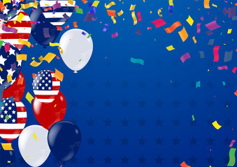 United States celebrations holiday background with colorful balloons