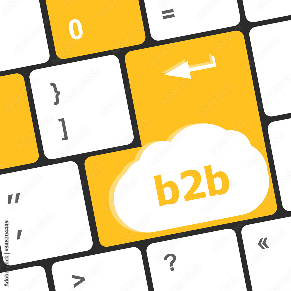 Poster word b2b on digital computer keyboard key