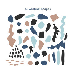 Abstract shapes collection. 60 vector hand drawn elements for your design.