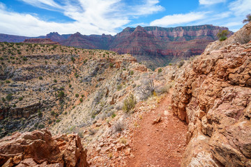 hiking the grandview trail at the south rim of grand canyon in arizona,usa