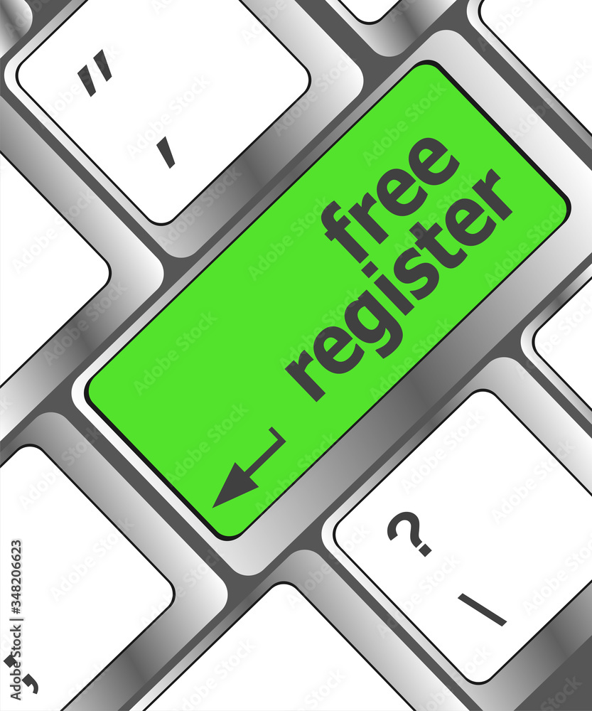 Poster free register computer key showing internet login