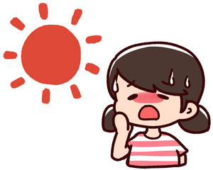 熱中症の女の子　夏　太陽