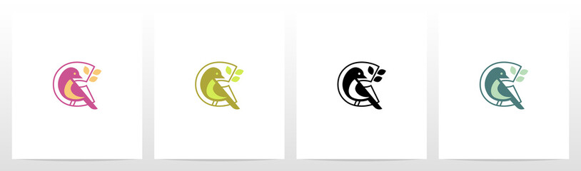 Bird Perch On Lettter Logo Design C