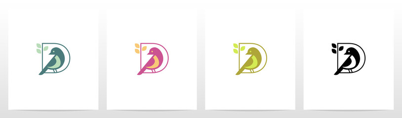 Bird Perch On Lettter Logo Design D