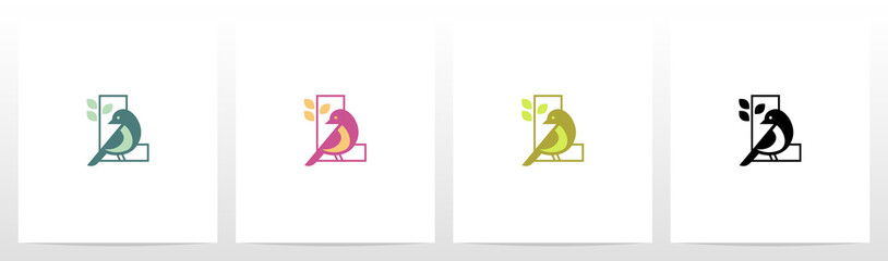 Bird Perch On Lettter Logo Design L