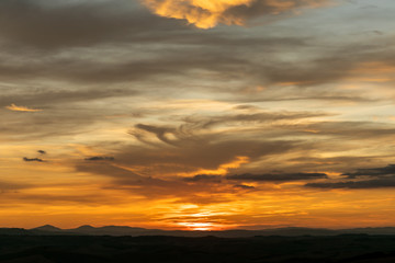 Dusk,Sunset Sky in the Evening,Dramatic and Wonderful Cloud on Twilight,Majestic Dark Blue Sky Nature Background,Colorful Cloud on summer season,Idyllic