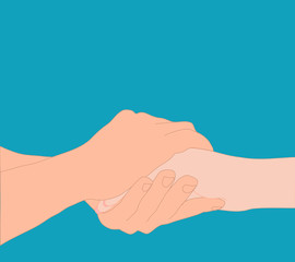 Male hands are holding female hand. encouragement, emphasizes, business, relationship, love, sharing, connection concept. 