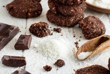 Keto Chocolate Cookies with almond and coconut flour. Atkins, ketogenic.