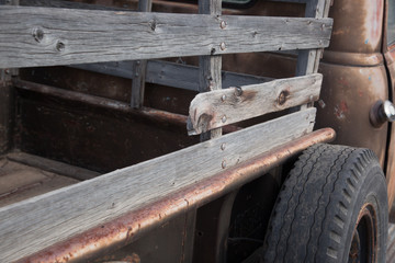 Fototapeta na wymiar Old truck bed with rails