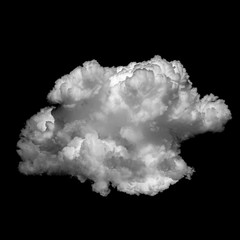 White cloud isolated on black background realistic cloud.