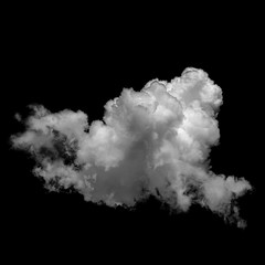 White cloud isolated on black background realistic cloud.