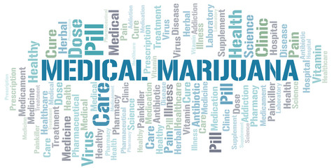 Medical Marijuana word cloud collage made with text only.
