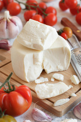 South Italian cheese cacioricotta with vegetables and herbs