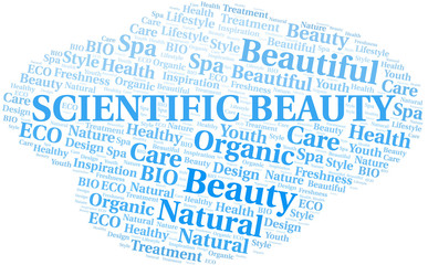 Scientific Beauty word cloud collage made with text only.