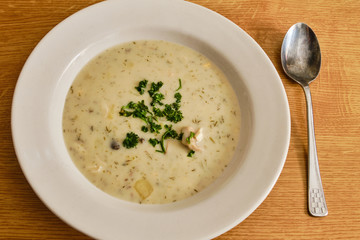 Czech kulajda soup on plate