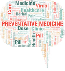 Preventative Medicine word cloud collage made with text only.