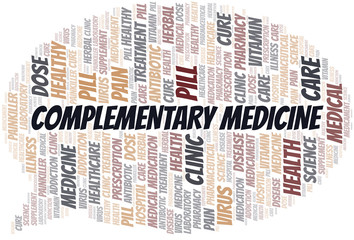 Fototapeta premium Complementary Medicine word cloud collage made with text only.
