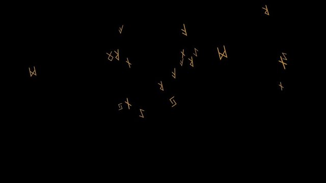 Appearing runic alphabet of the Vikings on a black background HD 1920x1080