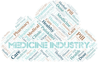 Obraz premium Medicine Industry word cloud collage made with text only.
