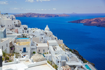 View of the sea and of the island of Santorini